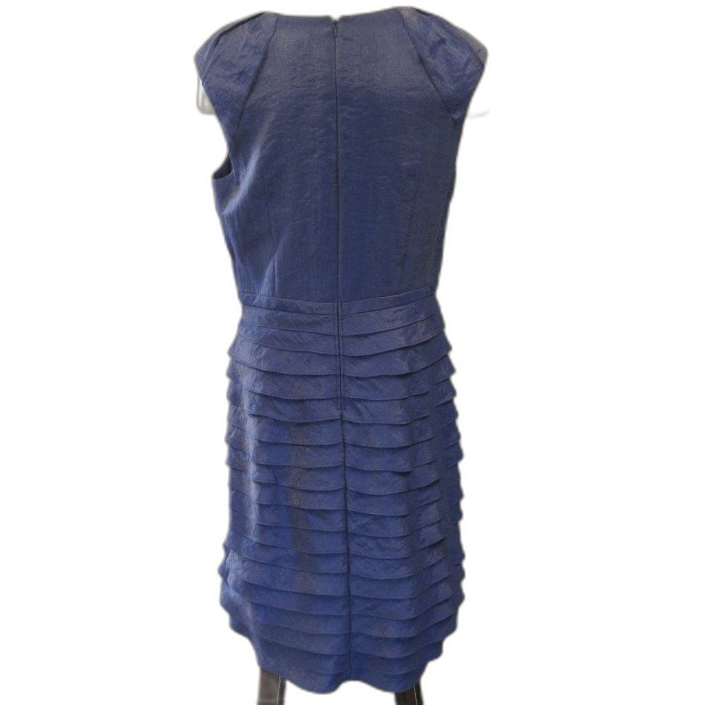 ADRIANA PAPELL Sleeveless V-Neck Faux Wrap Tiered Ruffle Dress Sz 12 Knee Length - Picture 8 of 15